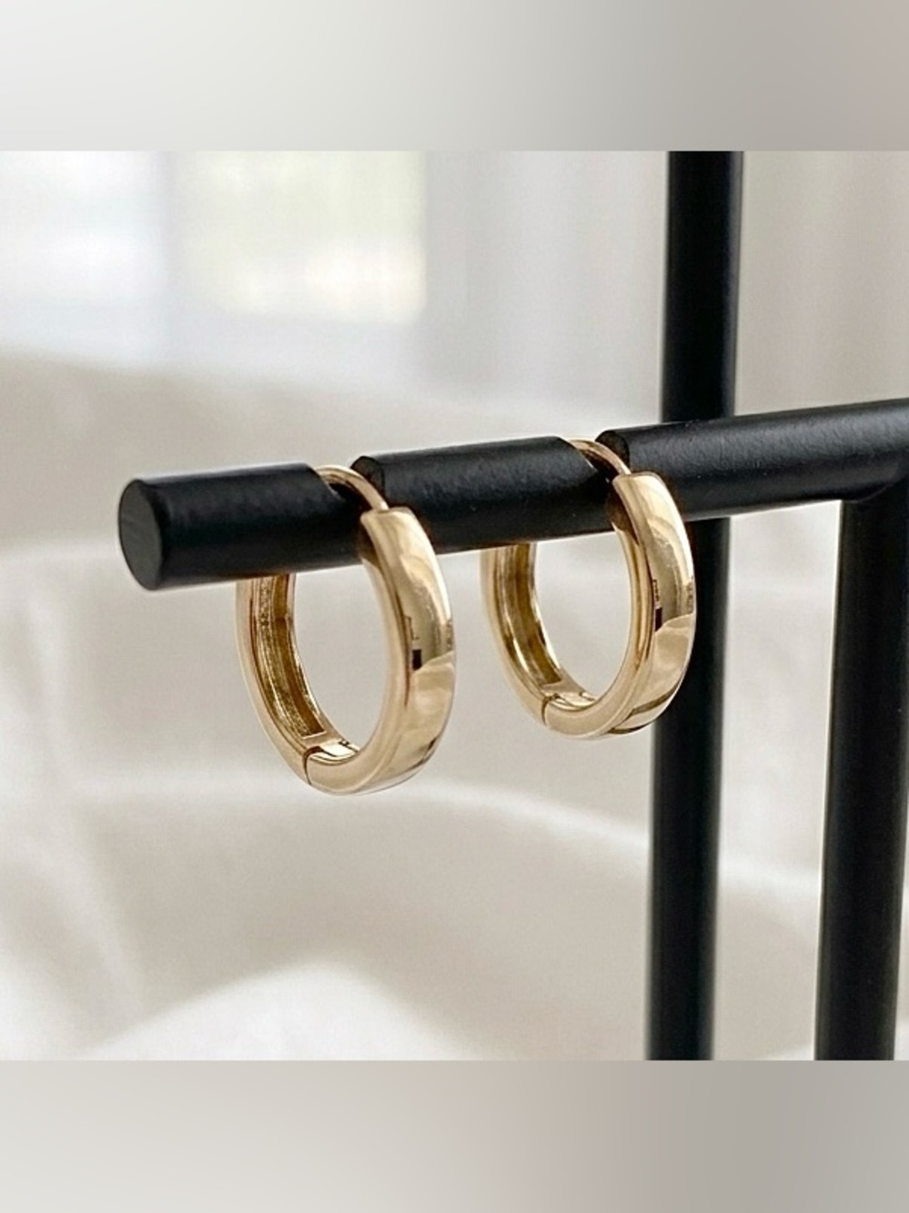 14k-gold-plated women’s 12mm hoop Huggie earrings hypoallergenic - CLEARANCE!